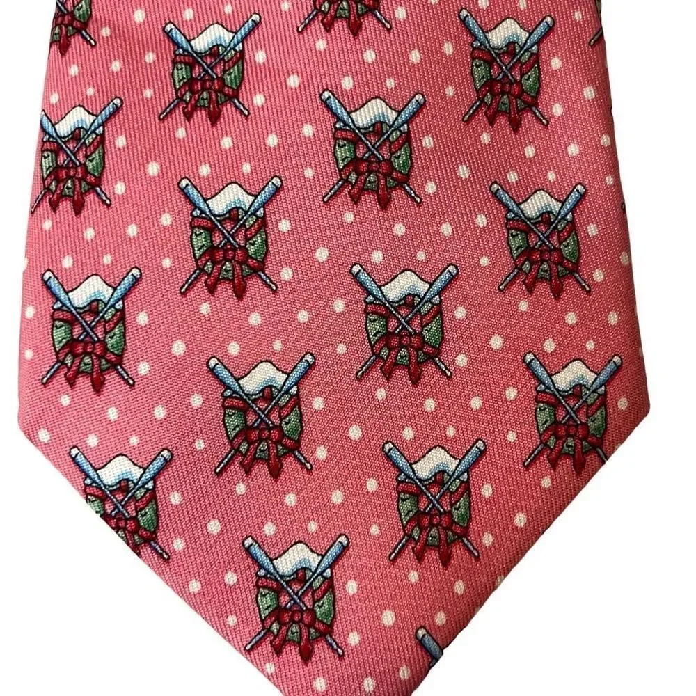 VINEYARD‎ VINES Martha's Vineyard boy's silk tie holiday Christmas pink tie 51